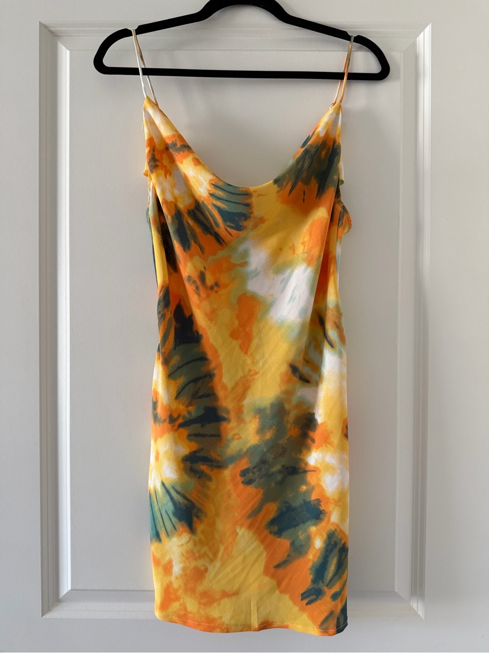 Yellow Orange Tie-Dye Slip Dress